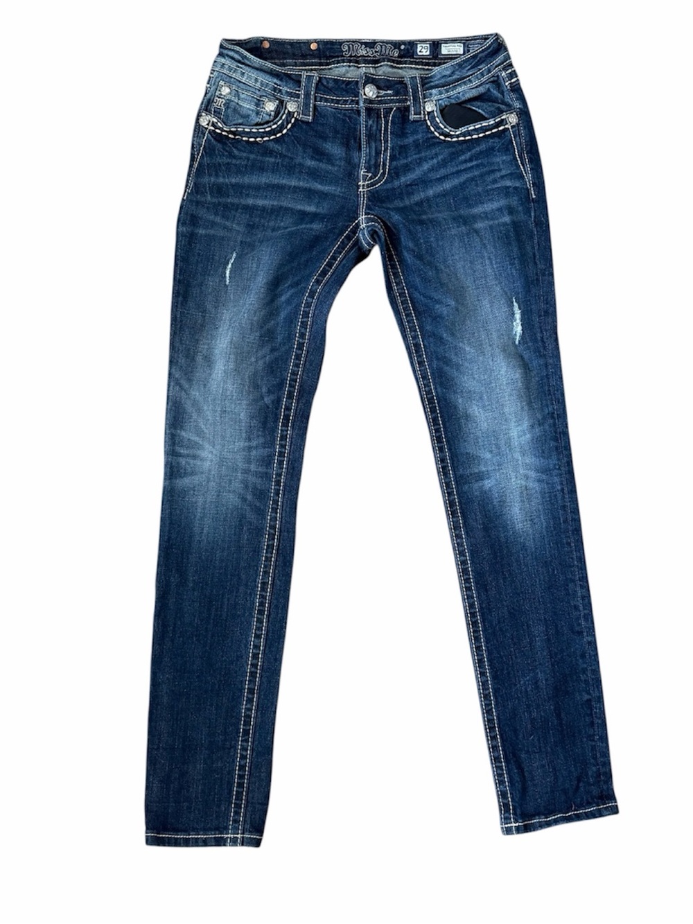 Miss Me Peace Sign Embellished Skinny Jeans Size 29 Y2K